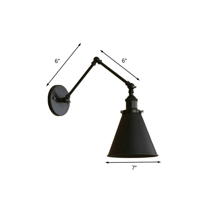 Skørter | Country House Style Cone Wall Sconces 1 Lamp Iron Wall Lighting Fixture in Black/Rust for Bedroom