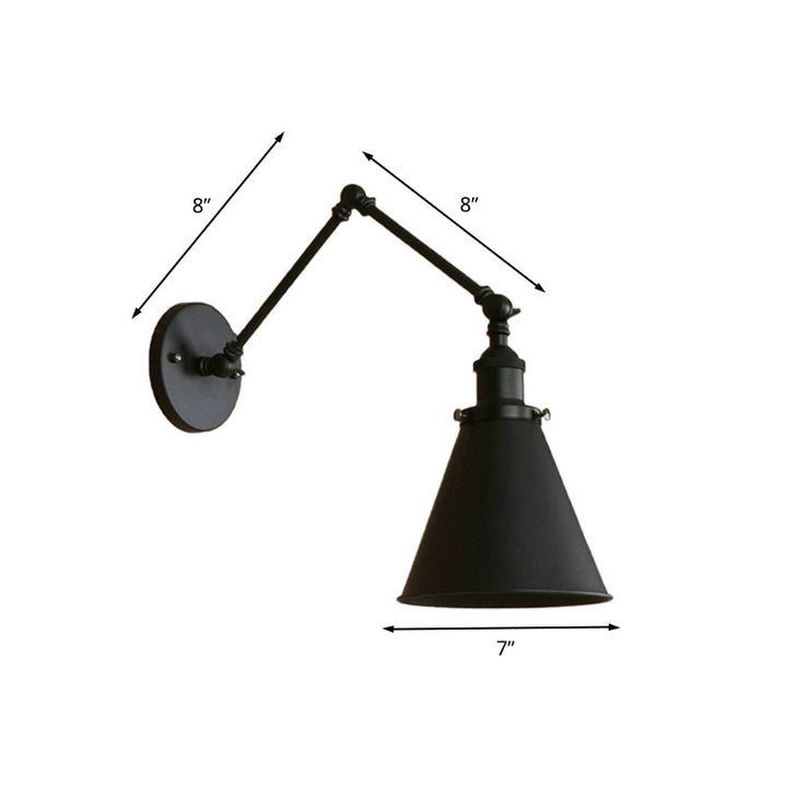 Skørter | Country House Style Cone Wall Sconces 1 Lamp Iron Wall Lighting Fixture in Black/Rust for Bedroom