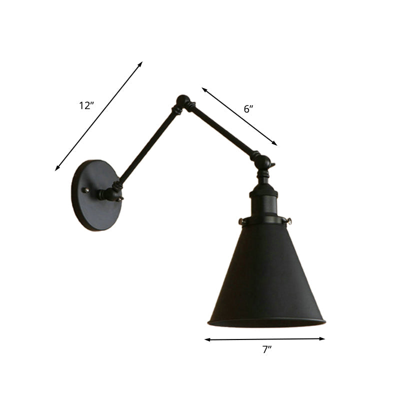 Skørter | Country House Style Cone Wall Sconces 1 Lamp Iron Wall Lighting Fixture in Black/Rust for Bedroom