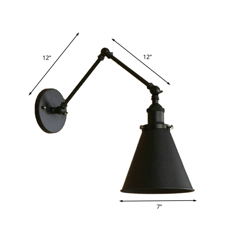 Skørter | Country House Style Cone Wall Sconces 1 Lamp Iron Wall Lighting Fixture in Black/Rust for Bedroom