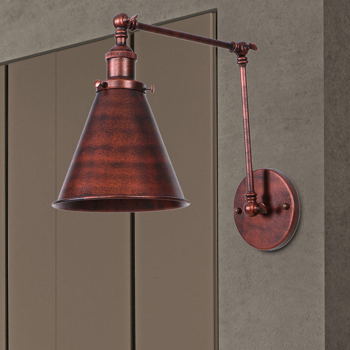 Skørter | Country House Style Cone Wall Sconces 1 Lamp Iron Wall Lighting Fixture in Black/Rust for Bedroom