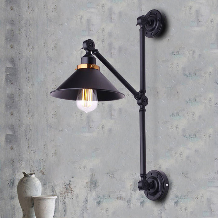 Skørter | Children's Shade Corridor Wall Lamp Industrial Stylish Metal 1 Light Black Adjustable Wall Lighting, 8"/10" Width
