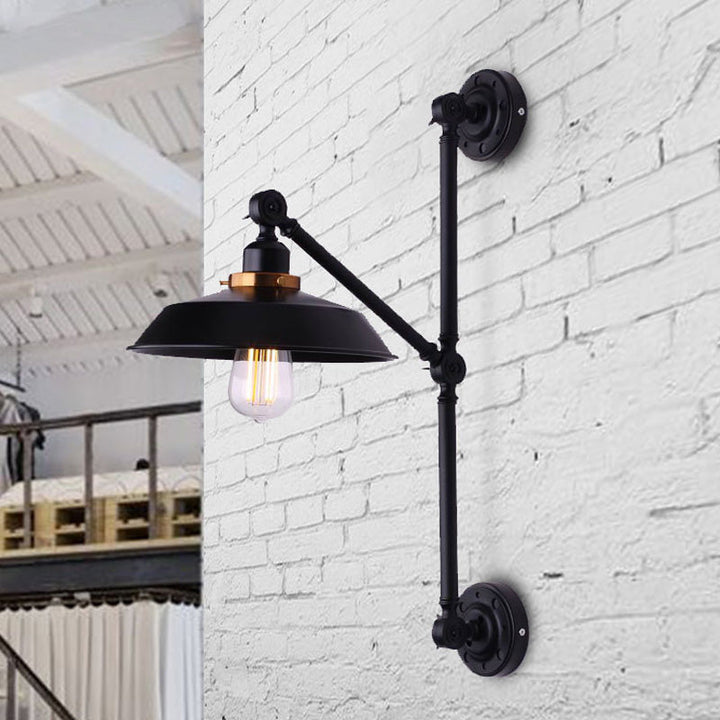Skørter | Children's Shade Corridor Wall Lamp Industrial Stylish Metal 1 Light Black Adjustable Wall Lighting, 8"/10" Width