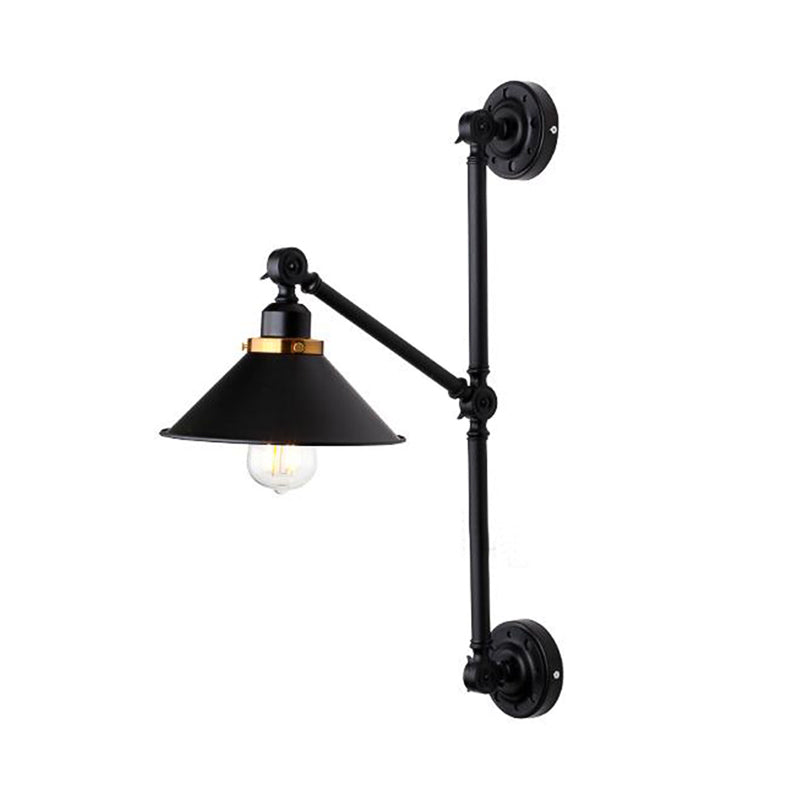 Skørter | Children's Shade Corridor Wall Lamp Industrial Stylish Metal 1 Light Black Adjustable Wall Lighting, 8"/10" Width