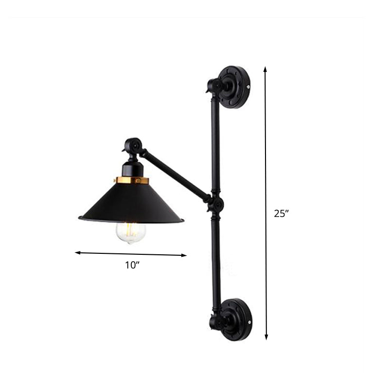 Skørter | Children's Shade Corridor Wall Lamp Industrial Stylish Metal 1 Light Black Adjustable Wall Lighting, 8"/10" Width