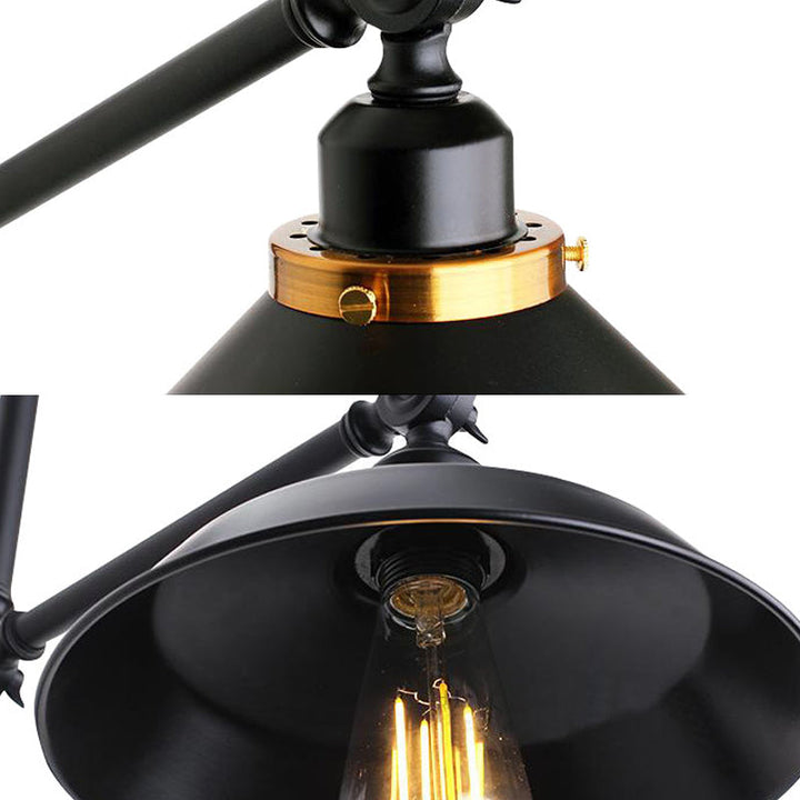 Skørter | Children's Shade Corridor Wall Lamp Industrial Stylish Metal 1 Light Black Adjustable Wall Lighting, 8"/10" Width