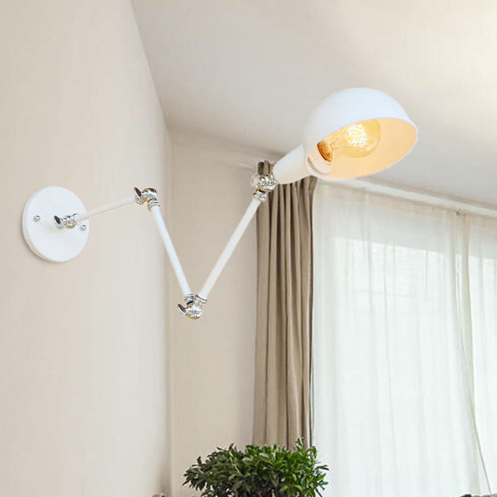 Lisslune | 1 Bulb Wall Lamp Retro Style Swivel Arm Metal Mini Wall Light in White for the Home Office