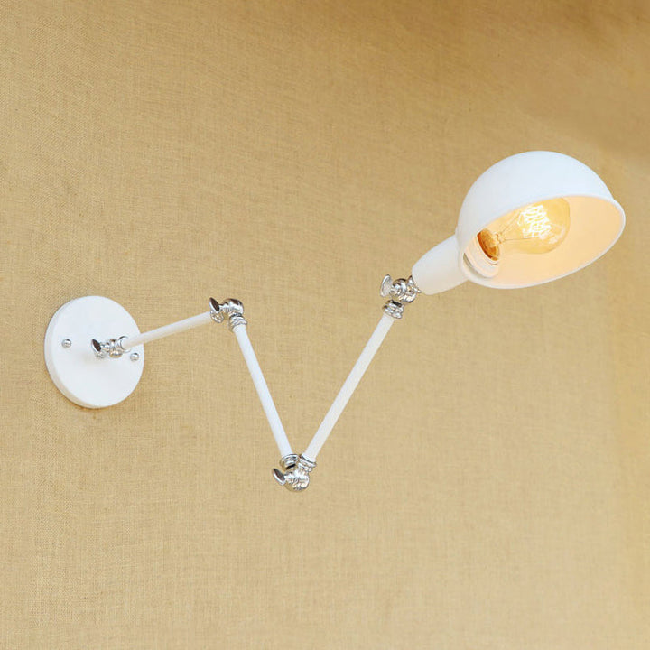 Lisslune | 1 Bulb Wall Lamp Retro Style Swivel Arm Metal Mini Wall Light in White for the Home Office