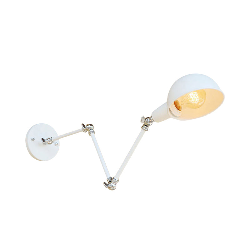 Lisslune | 1 Bulb Wall Lamp Retro Style Swivel Arm Metal Mini Wall Light in White for the Home Office