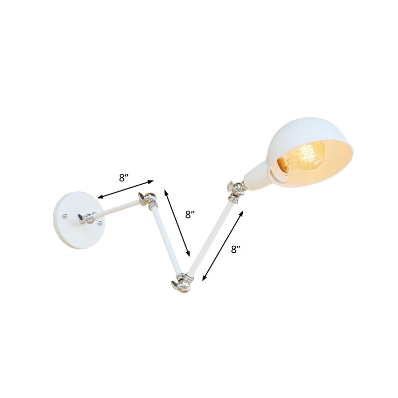 Lisslune | 1 Bulb Wall Lamp Retro Style Swivel Arm Metal Mini Wall Light in White for the Home Office