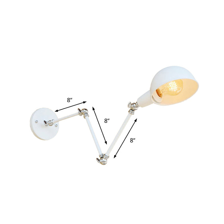 Lisslune | 1 Bulb Wall Lamp Retro Style Swivel Arm Metal Mini Wall Light in White for the Home Office