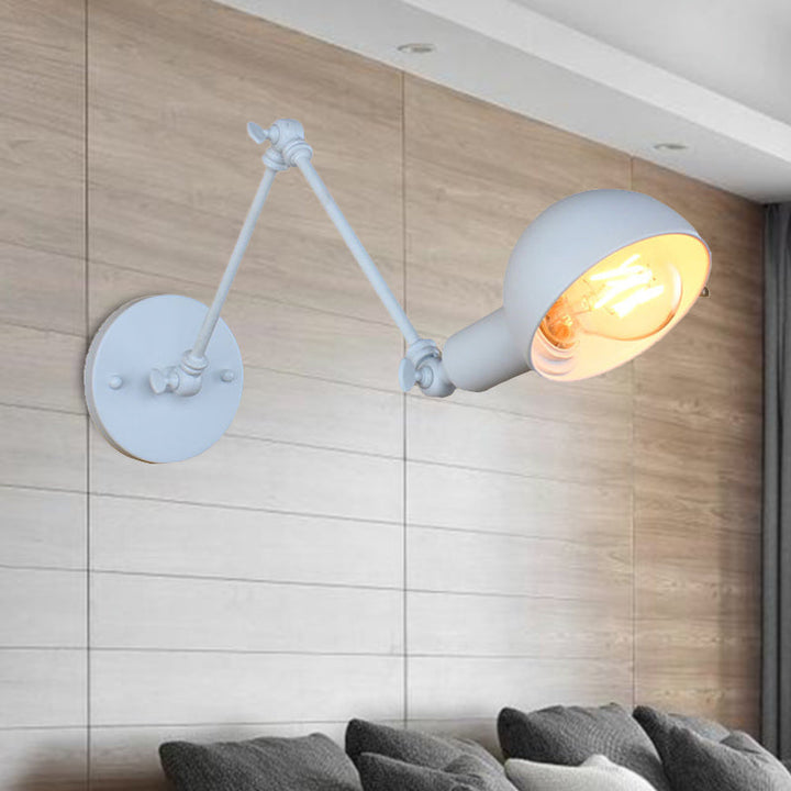 Lisslune | 1 Bulb Wall Lamp Retro Style Swivel Arm Metal Mini Wall Light in White for the Home Office