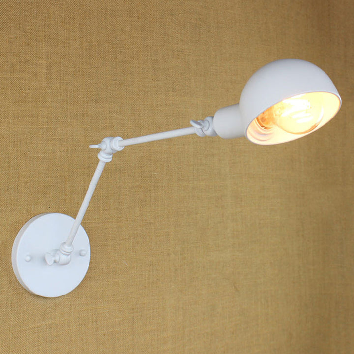 Lisslune | 1 Bulb Wall Lamp Retro Style Swivel Arm Metal Mini Wall Light in White for the Home Office