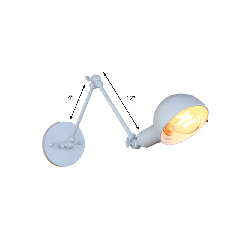 Lisslune | 1 Bulb Wall Lamp Retro Style Swivel Arm Metal Mini Wall Light in White for the Home Office