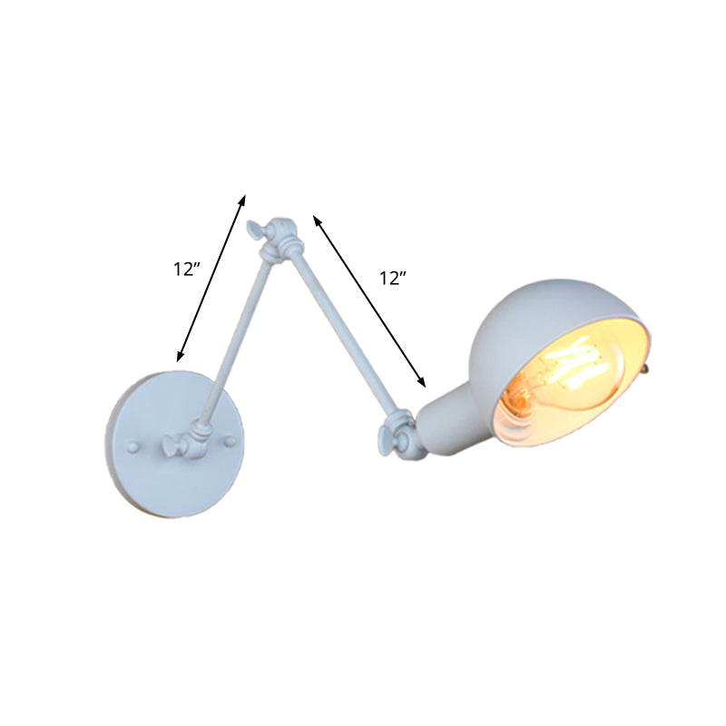 Lisslune | 1 Bulb Wall Lamp Retro Style Swivel Arm Metal Mini Wall Light in White for the Home Office