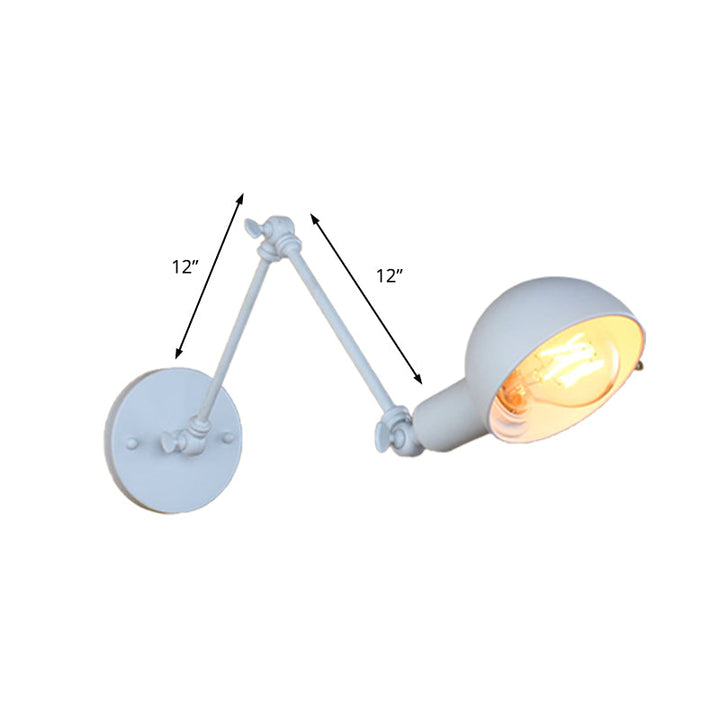 Lisslune | 1 Bulb Wall Lamp Retro Style Swivel Arm Metal Mini Wall Light in White for the Home Office