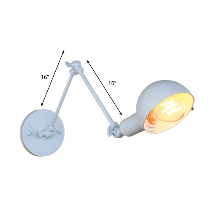 Lisslune | 1 Bulb Wall Lamp Retro Style Swivel Arm Metal Mini Wall Light in White for the Home Office