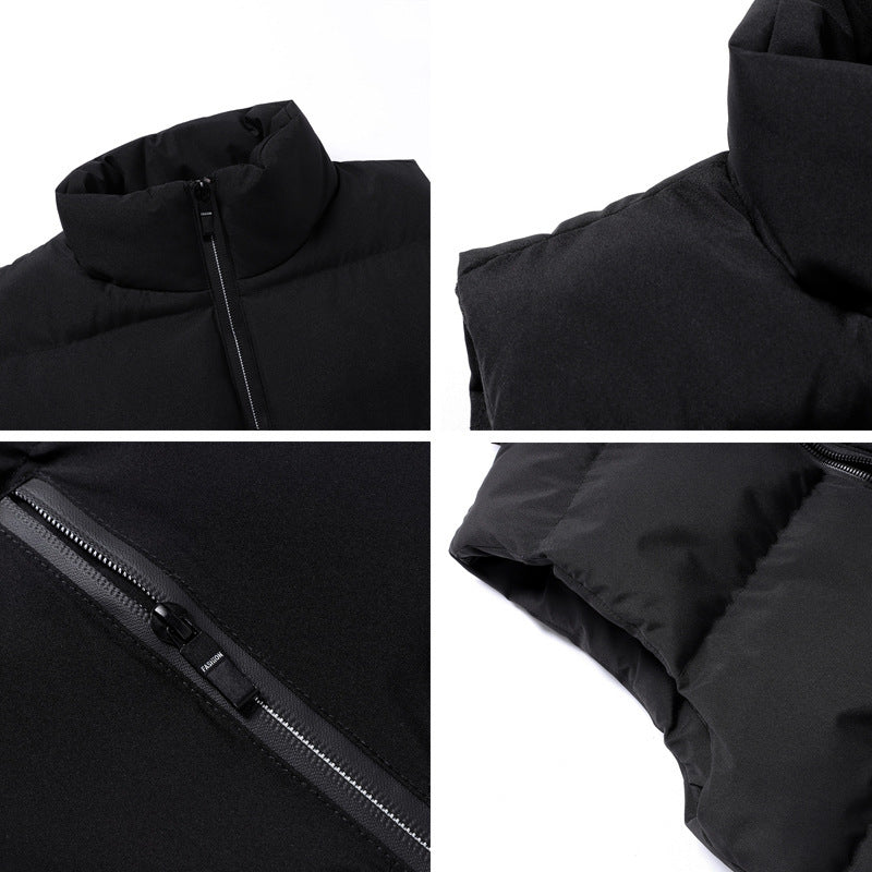 Men's Padded Vest with High Collar and Side Zip Pockets Lisslune
