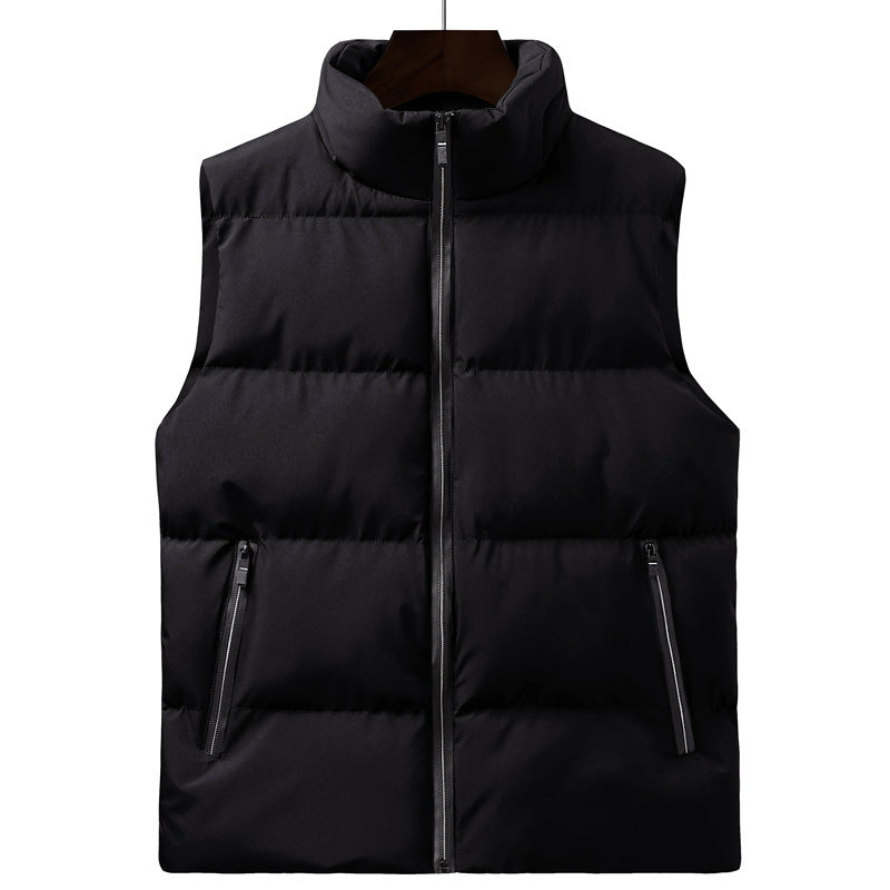 Men's Padded Vest with High Collar and Side Zip Pockets Lisslune