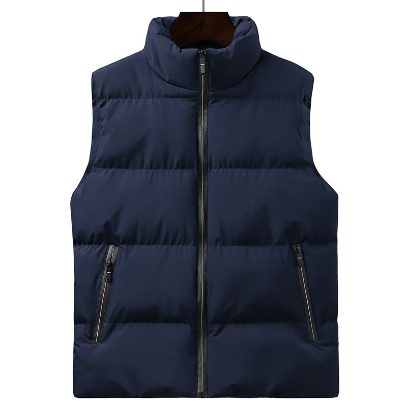 Men's Padded Vest with High Collar and Side Zip Pockets Lisslune