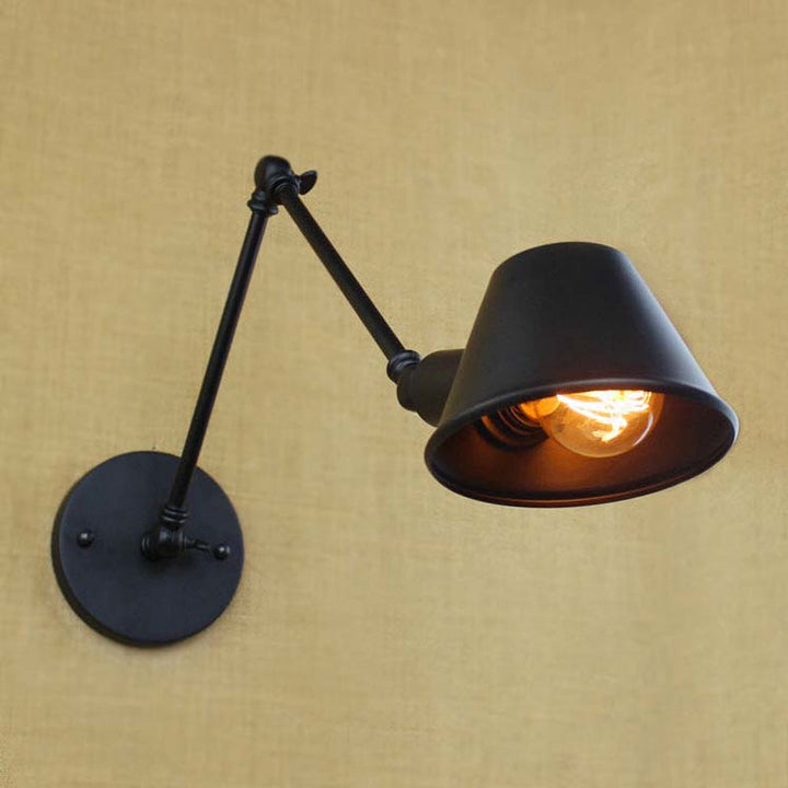 Lisslune | 1 Bulb Wall Lighting Vintage Industrial Conical Shade Metal Wall Lamp in Black/Rust for the Study