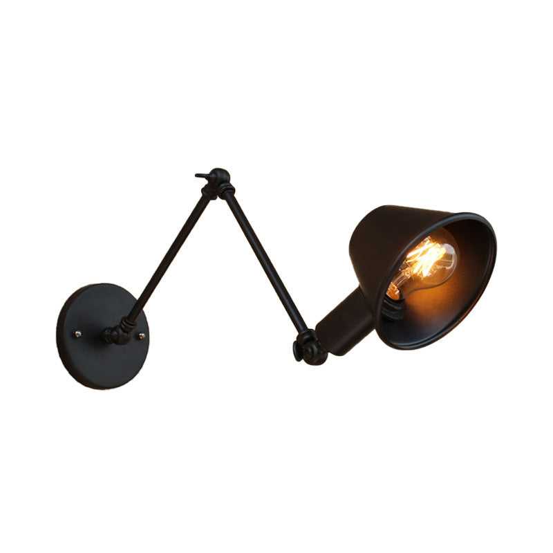 Lisslune | 1 Bulb Wall Lighting Vintage Industrial Conical Shade Metal Wall Lamp in Black/Rust for the Study