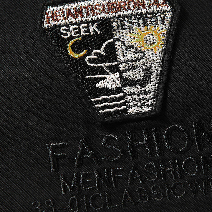 Men's Versatile Bomber Jacket with Embroidered Patches Lisslune