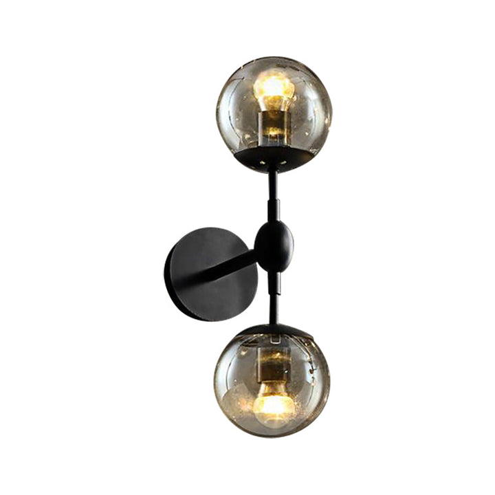 Lisslune | Globe Dining Room Wall Lamp Fixture Industrial Smoke Glass 2/3 Light Black Wall Lamp