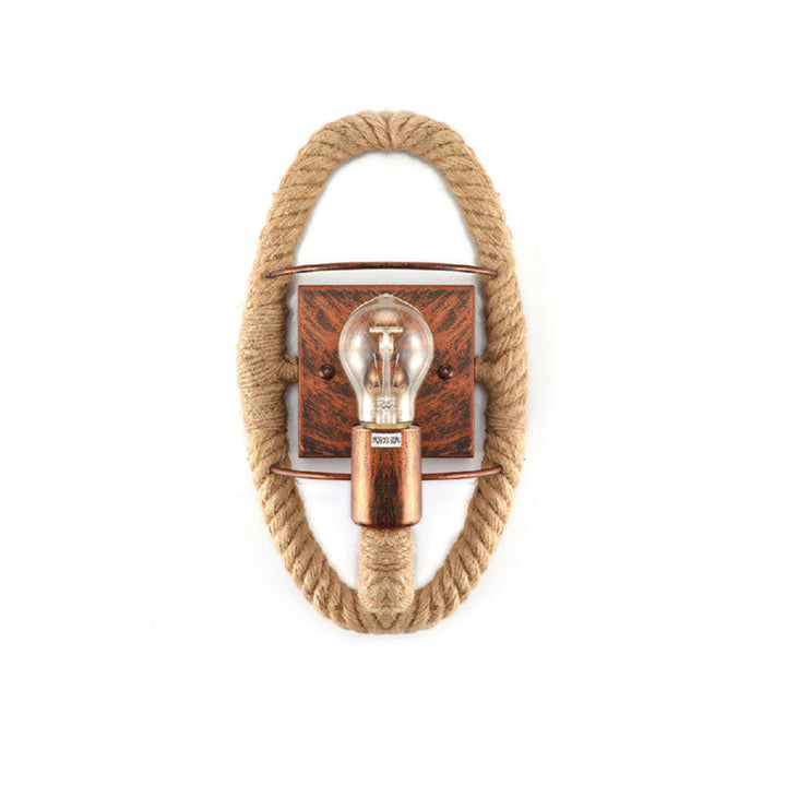 Lisslune | Beige A light wall lamp light industrial rope round/oval shade wall lighting fixture for dining room