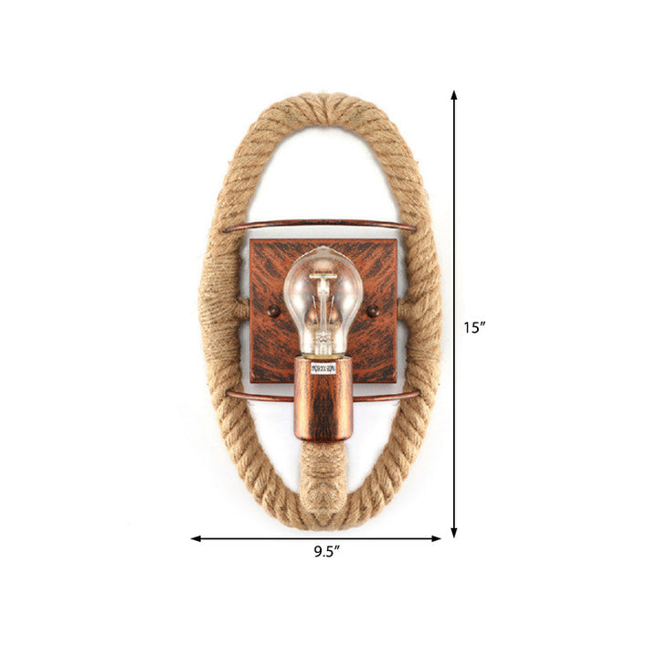 Lisslune | Beige A light wall lamp light industrial rope round/oval shade wall lighting fixture for dining room