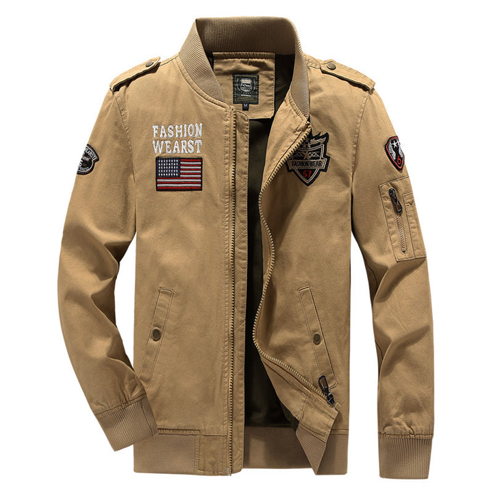 Men's trendy bomber jacket with decorative patches Lisslune