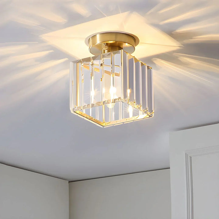 Lisslune | Modern Crystal Ceiling Light with Gold and Black Accents – Stylish Lighting for Your Home