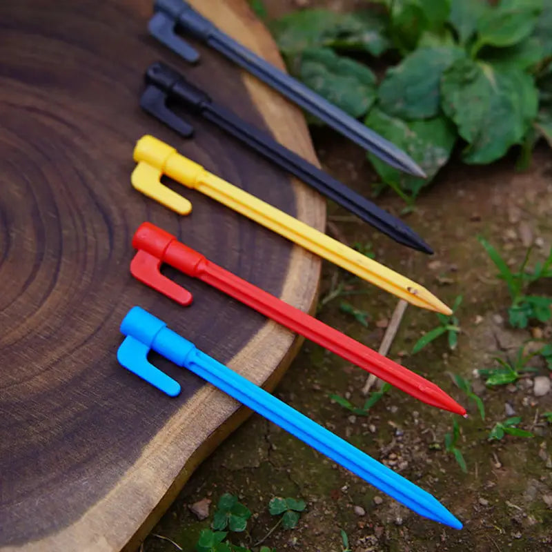 Lisslune | Plastic Tent Stakes with Hooks – Camping Tent Pegs for Tarps and Canopies