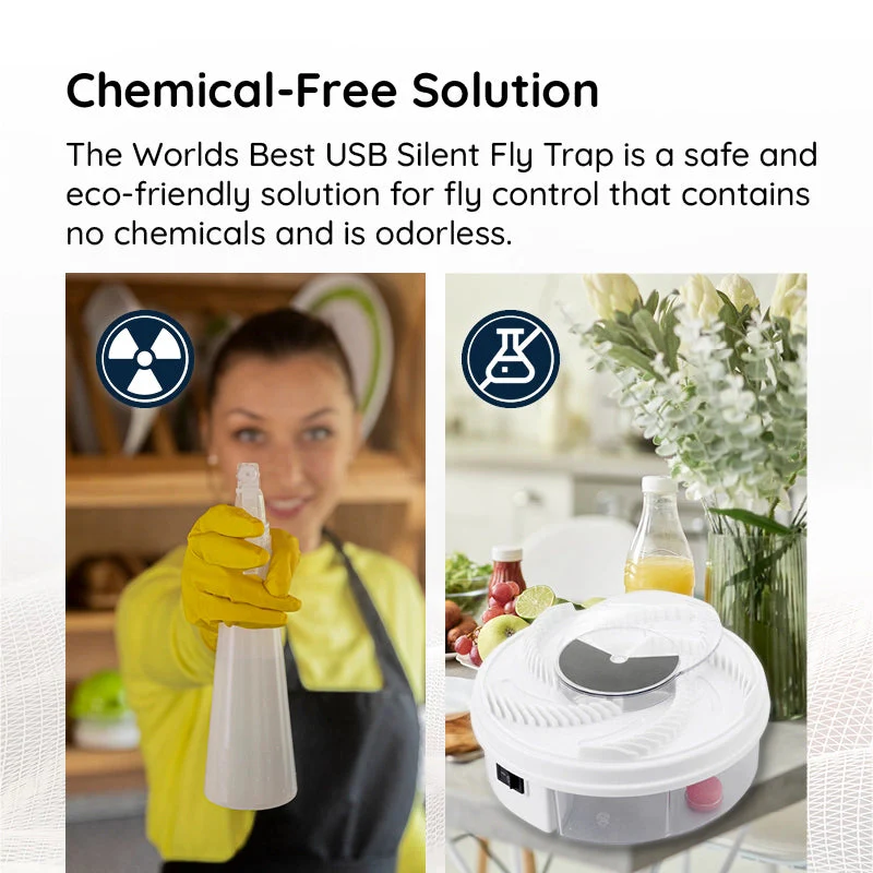 Lisslune | USB Silent Fly Trap | Eco-Friendly, Non-Toxic & Effective for Home and Outdoor Use