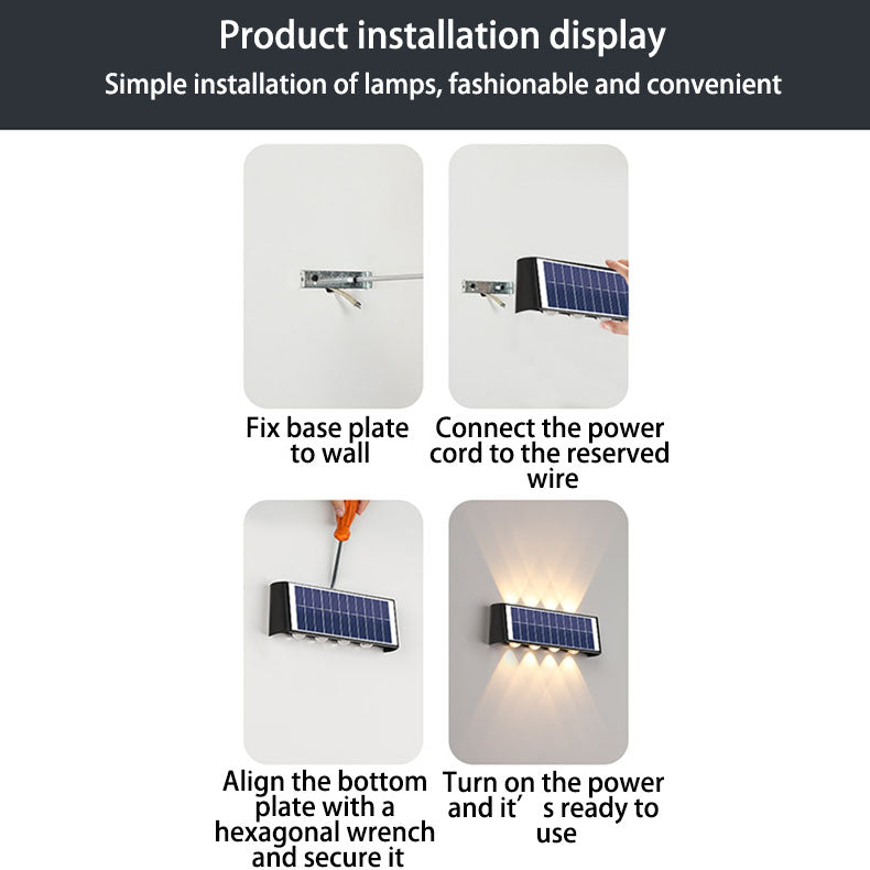 Lisslune | Modern Simplicity Solar Waterproof Rectangular ABS PMMA LED Wall Light Lamp For Outdoor Patio