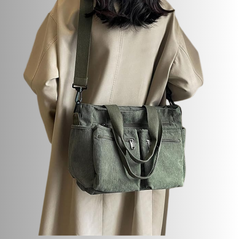 Lisslune | Urban Cord Tote Stylish Corduroy Shoulder Bag – Spacious, Lightweight & Functional Everyday Tote