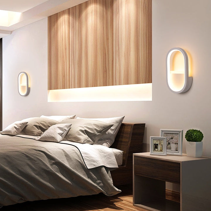 Skørter | Oval Wall Lighting Igel Contemporary Acrylic Black/White LED Wall Lamp in Warm/White Light