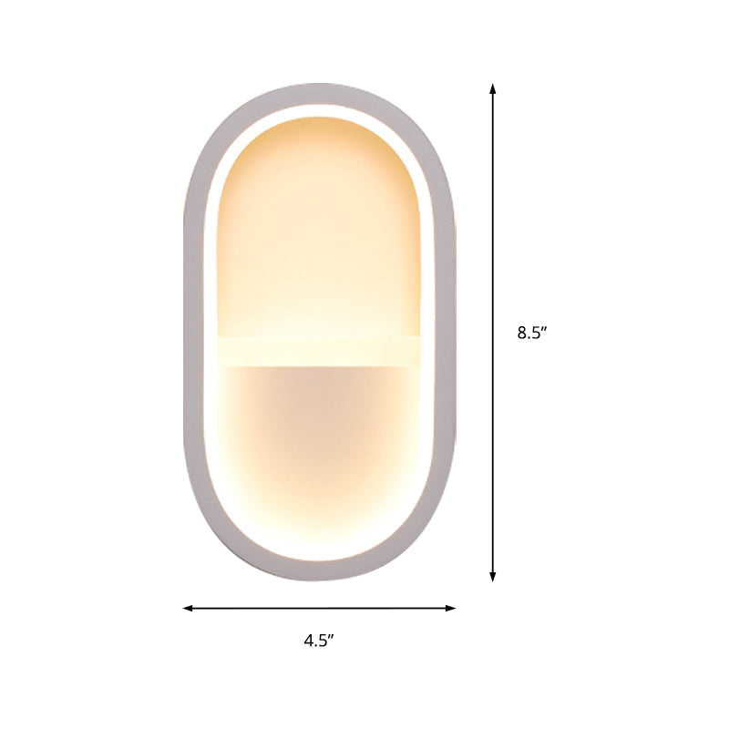 Skørter | Oval Wall Lighting Igel Contemporary Acrylic Black/White LED Wall Lamp in Warm/White Light
