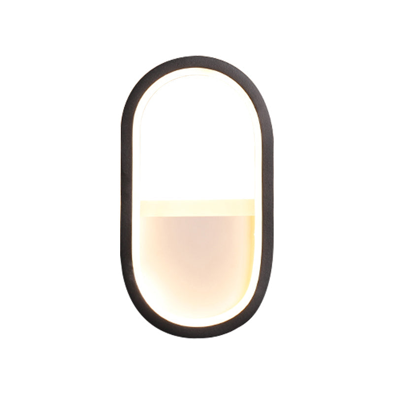 Skørter | Oval Wall Lighting Igel Contemporary Acrylic Black/White LED Wall Lamp in Warm/White Light