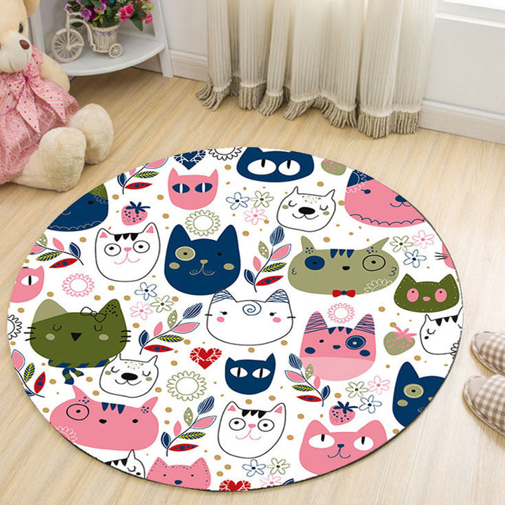 Lisslune | Cartoon Colored Rug Multicolor Synthetic Carpet Stain Resistant Machine Washable Non-Slip Rug for Children's Room
