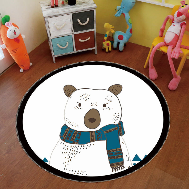 Lisslune | Multi Color Cartoon Rug Polyester Animal Pattern Rug Non-Slip Back Stain-Resistant Machine Washable Rug for the Children's Room