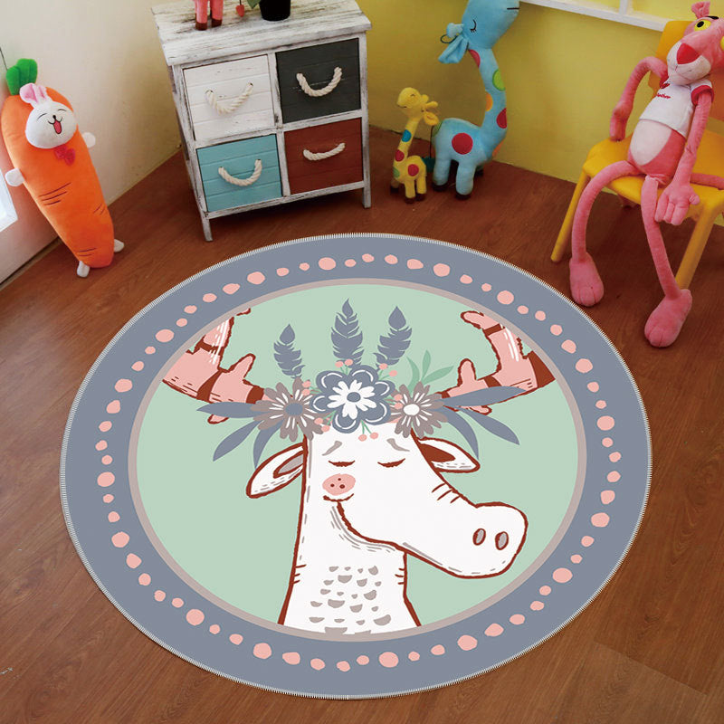 Lisslune | Multi Color Cartoon Rug Polyester Animal Pattern Rug Non-Slip Back Stain-Resistant Machine Washable Rug for the Children's Room