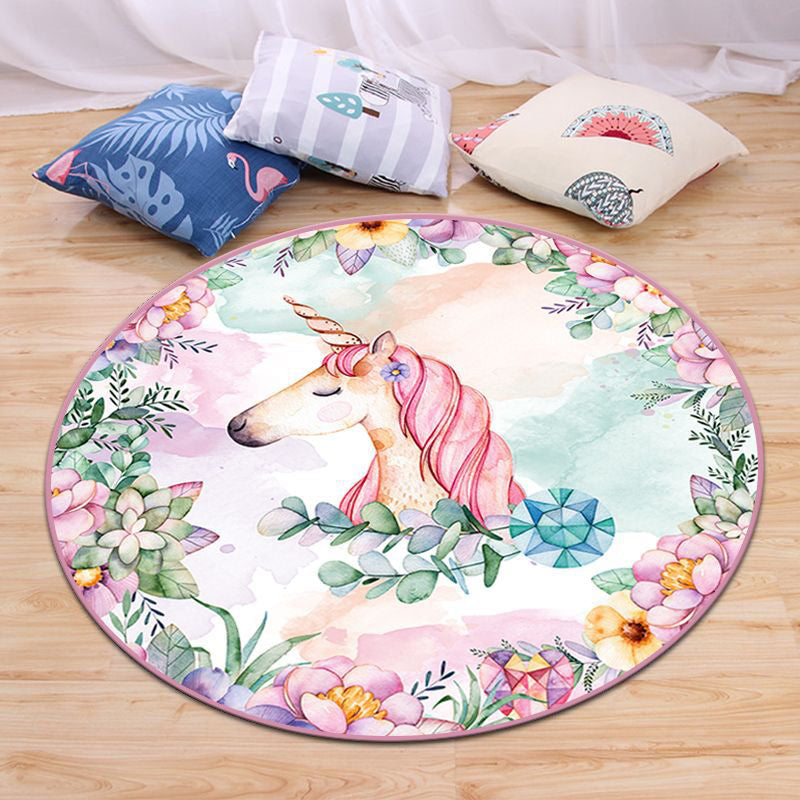 Lisslune | Nordic Bedroom Carpet Multi-Color Animal Carpet Synthetic Non-Slip Washable Pet Friendly Carpet