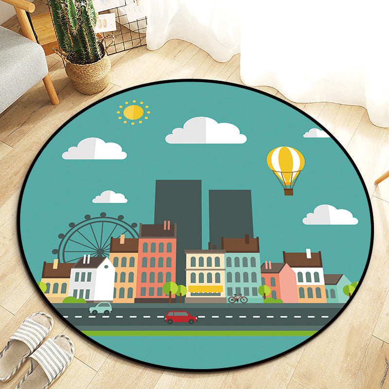 Lisslune | Kawaii Princess Rug Multicolor Fairy Tale Rug Pet Friendly Stain Resistant Non-Slip Back Rug for Children's Room