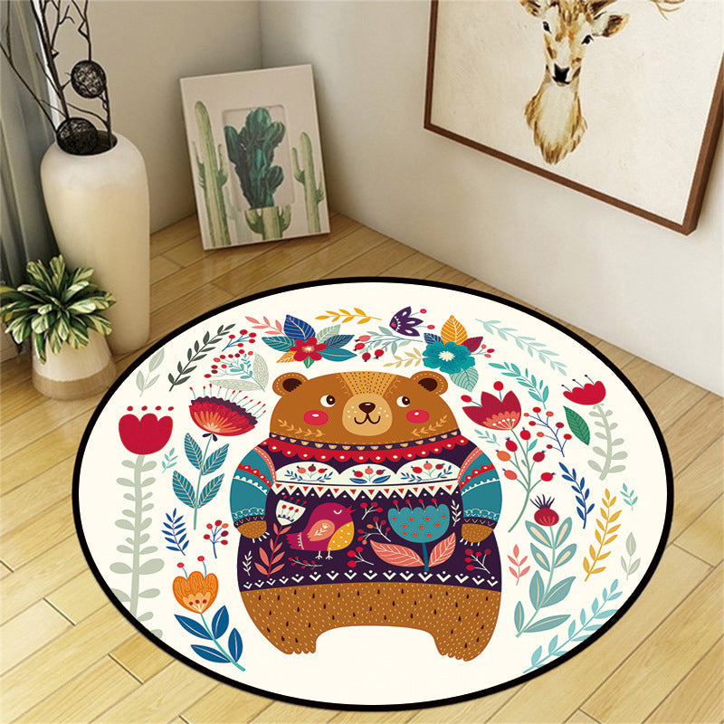 Lisslune | Beautiful Multicolor Cartoon Rug Polyester Animal Print Rug Non-Slip Machine Washable Dirt-Repellent Rug for the Children's Room