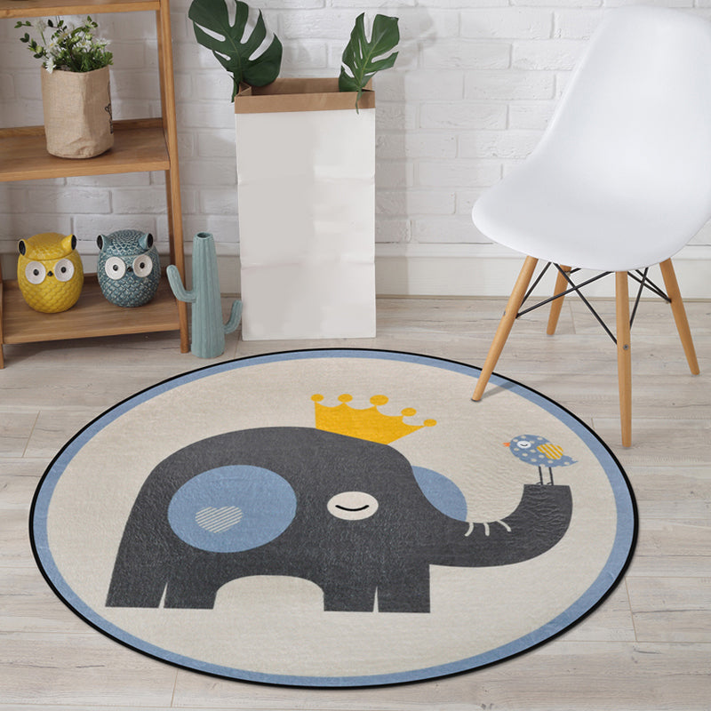 Lisslune | Cartoon Animal Drawing Print Rug Multicolor Polypropylene Rug Machine washable Non-slip backing Stain-resistant rug for children's room