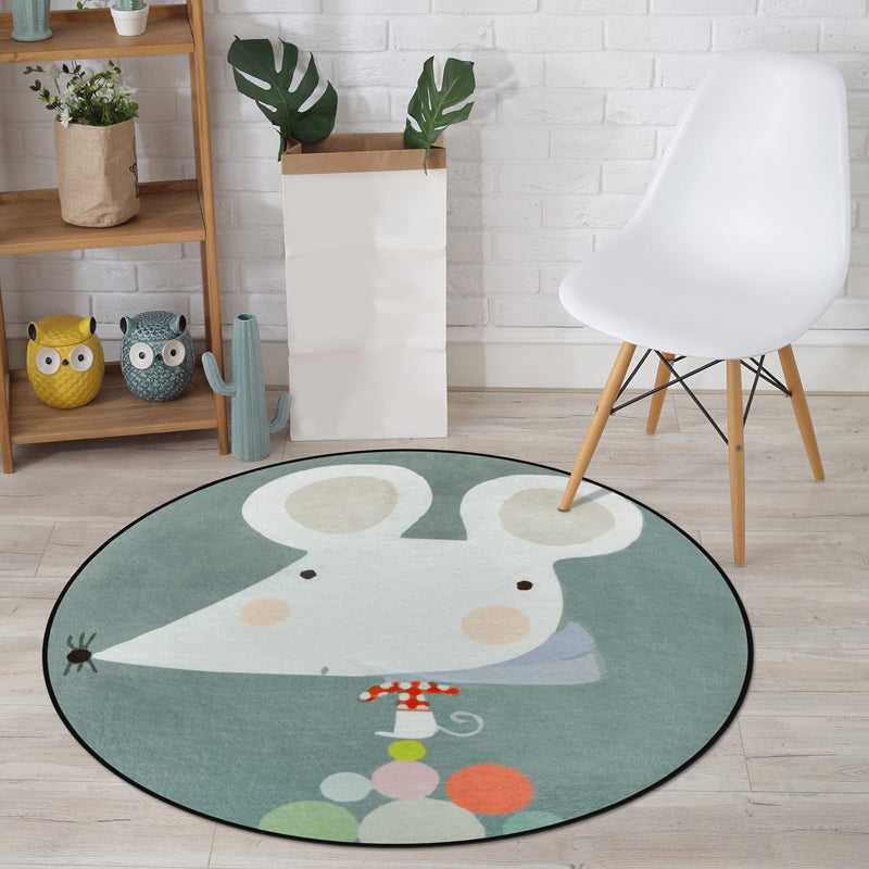 Lisslune | Cartoon Animal Drawing Print Rug Multicolor Polypropylene Rug Machine washable Non-slip backing Stain-resistant rug for children's room