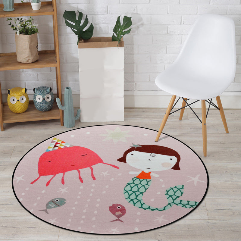 Lisslune | Cartoon Animal Drawing Print Rug Multicolor Polypropylene Rug Machine washable Non-slip backing Stain-resistant rug for children's room