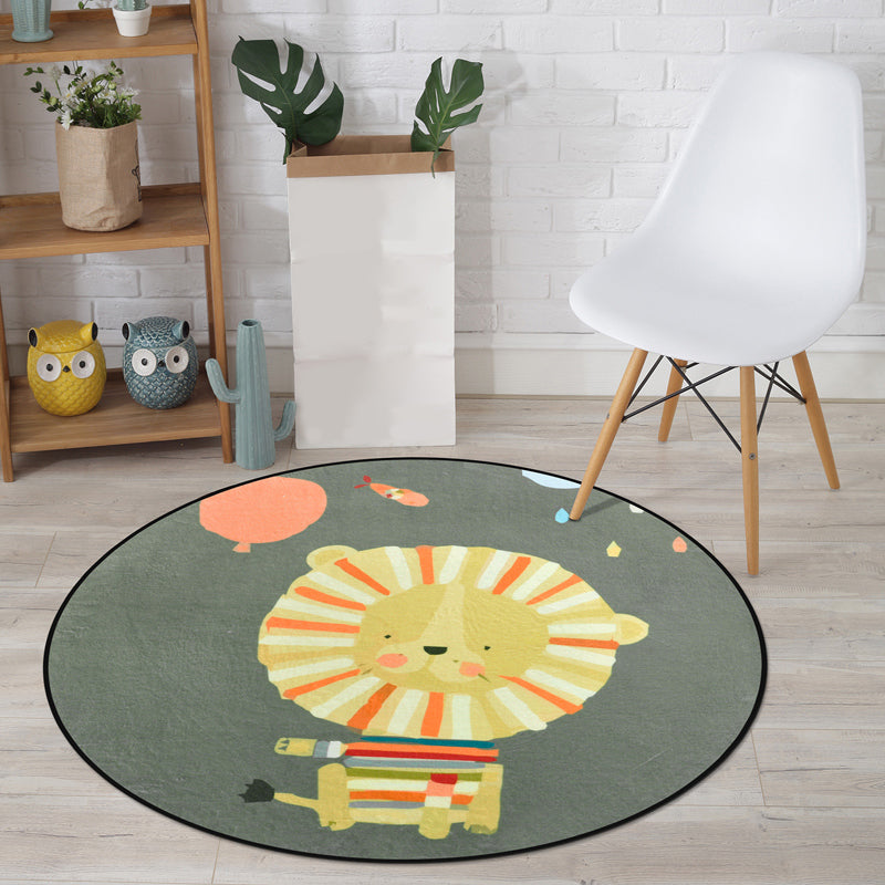 Lisslune | Cartoon Animal Drawing Print Rug Multicolor Polypropylene Rug Machine washable Non-slip backing Stain-resistant rug for children's room