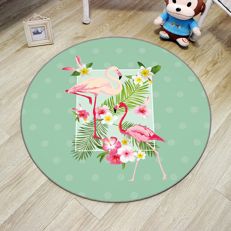 Lisslune | Multicolor Princess Carpet Polyester Botanica Animals Carpet Non-slip Backing Machine Washable Pet Friendly Carpet for Children's Room